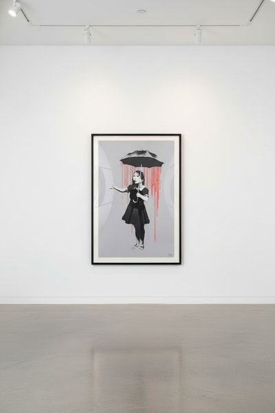 Banksy - NOLA Umbrella Girl Dark Orange Rain, 2008