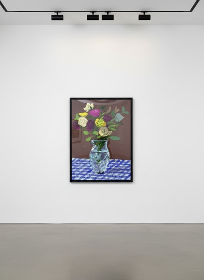 David Hockney - 20th March 2021, Flowers, Glass Vase on a Table, 2021