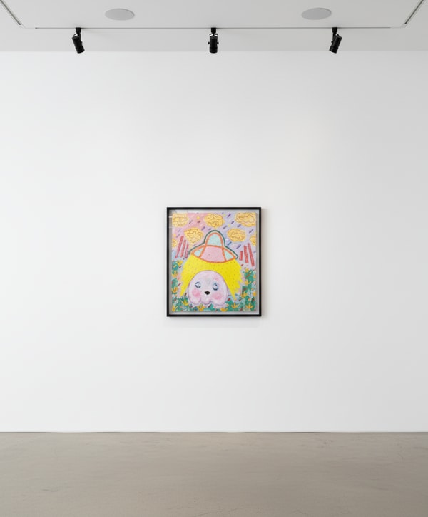 Adam Handler - Ghost Abduction in Toad’s world, 2023, Oil stick, acrylic and pencil on canvas