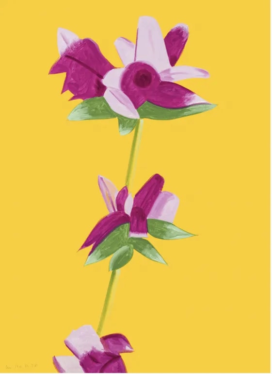 Alex Katz - Azaleas on Yellow, 2021