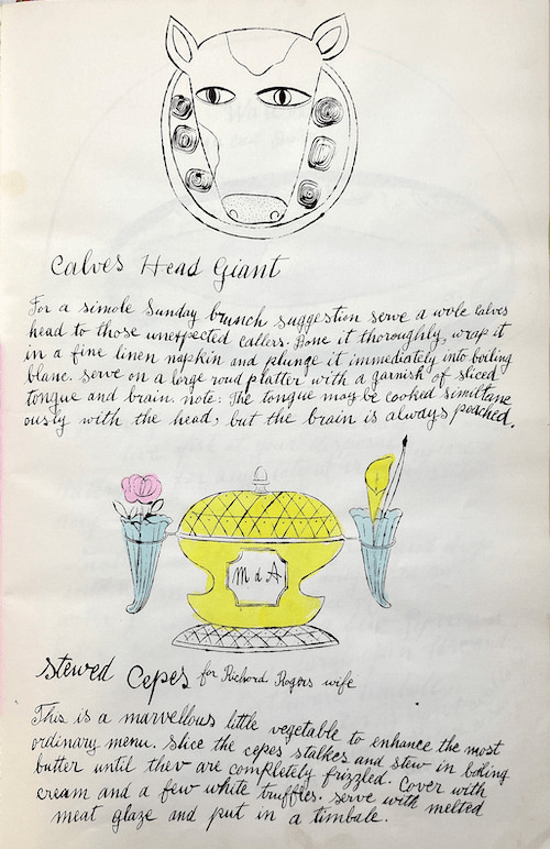 Andy Warhol - Calves Head Giant and Stewed Cepes F.S. IV 129A, From Wild Raspberries, 1959