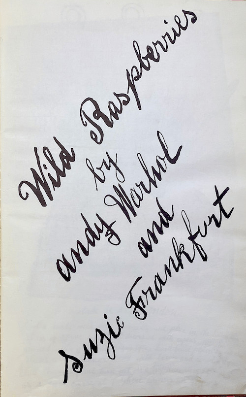 Andy Warhol - Cover Page, from Wild Raspberries, A Title Page, 1959