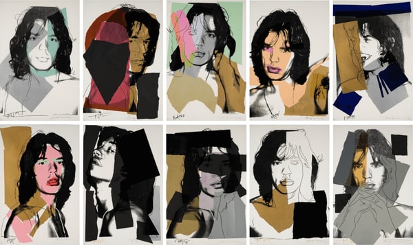 Andy Warhol - Mick Jagger F.S. II 138-147, 1975, The complete set of ten screen prints in colors on Arches Aquarelle paper