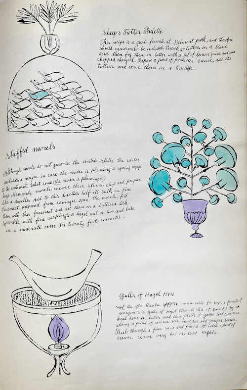 Andy Warhol - Sheep's Trotter Poulette, Stuffed Morels, Gullis Of Hazel Hen F.S. IV 142A, from Wild Raspberries, 1959