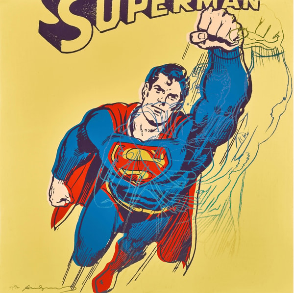 Andy Warhol - Superman Trial Proof TP 19/30 from Myths, 1981, Screen print in colors with diamond dust on Lenox Museum Board