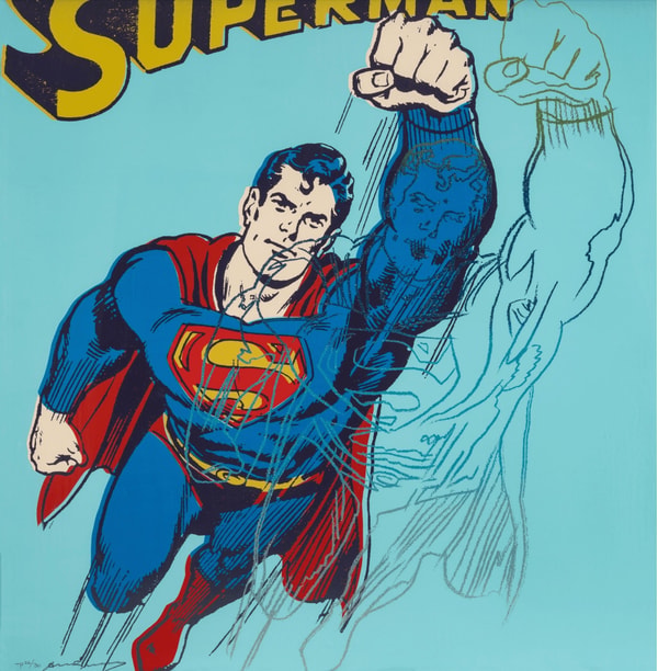 Andy Warhol - Superman Trial Proof TP 26/30 from Myths, 1981, Screen print in colors with diamond dust on Lenox Museum Board