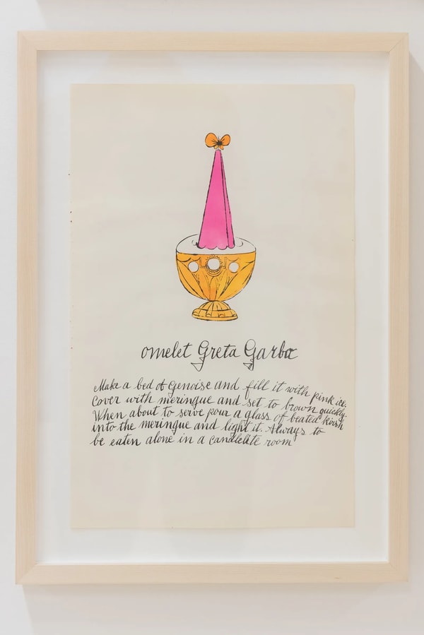 Andy Warhol - Omelet Greta Garbo F.S. IV 133A, from Wild Raspberries, 1959, Offset lithograph on paper with hand coloring