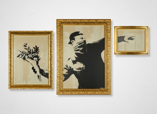 Banksy - Flower Thrower Triptych VIP, 2019