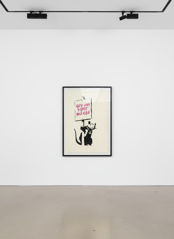Banksy - Get Out While You Can (Pink) (Signed), 2004, Screen print