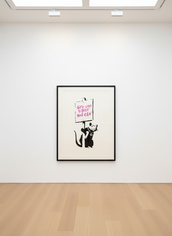 Banksy - Get Out While You Can (Pink) (Unsigned), 2004, Screen print