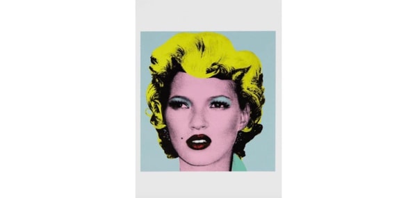 Banksy - Kate Moss Crude Oils, 2005, Print on card with gallery text on the reverse