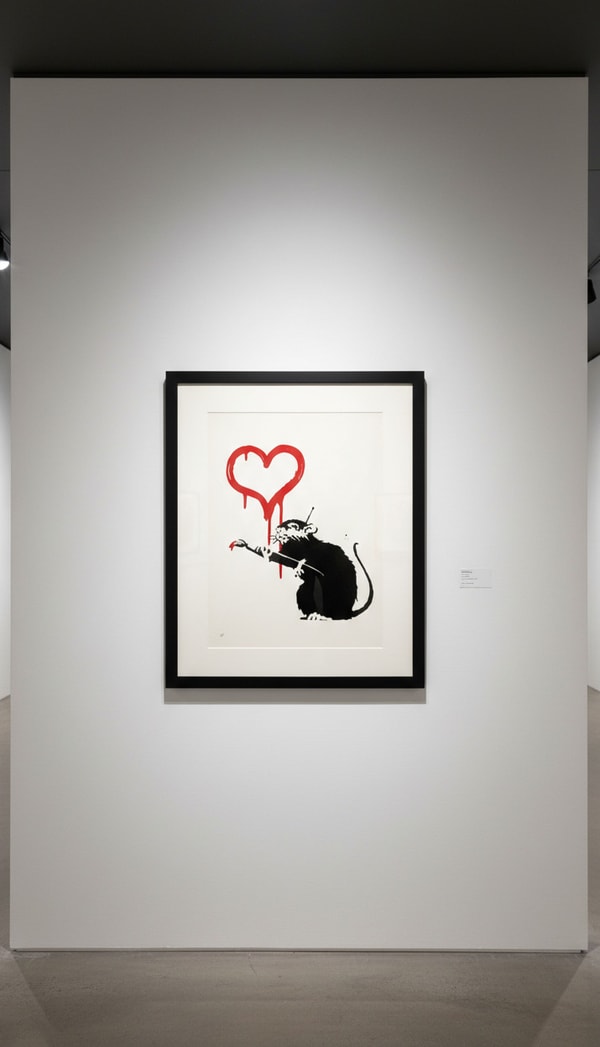 Banksy - Love Rat (Unsigned), 2004, Screen print
Numbered