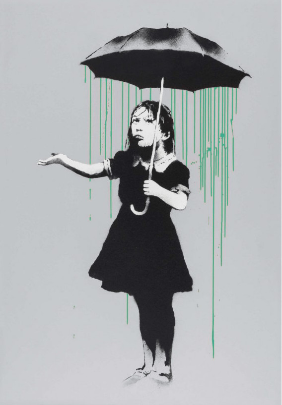 Banksy - NOLA Umbrella Girl Green Rain, 2006