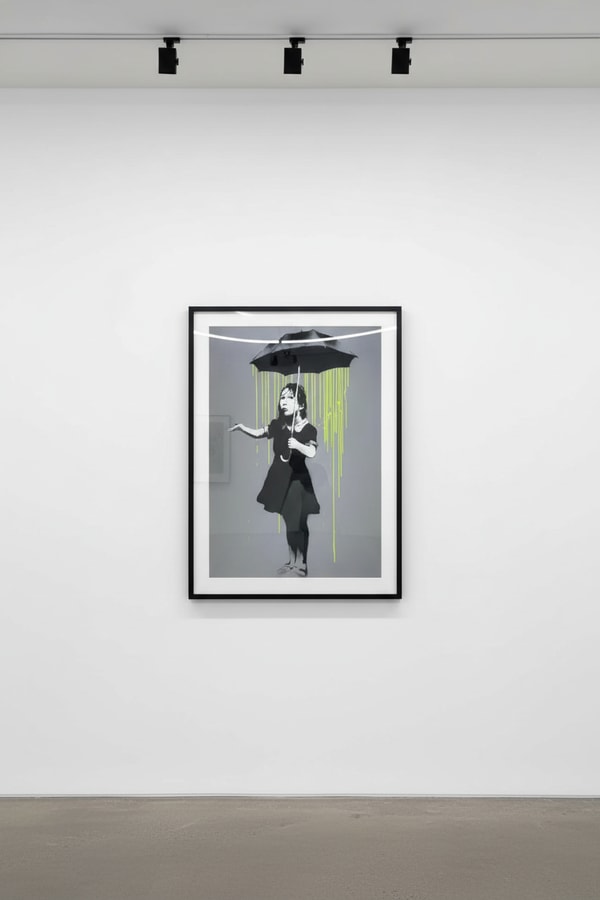 Banksy - NOLA Umbrella Girl Yellow Rain, 2008, Screen print