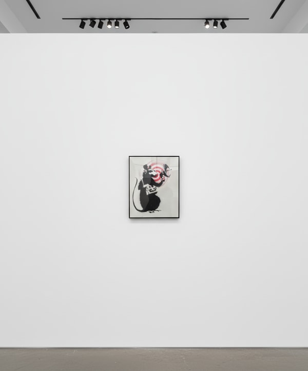 Banksy - Radar Rat, 2002, Stencil and spray paint on canvas