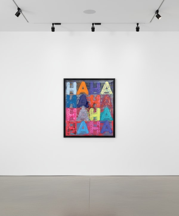 Mel Bochner - Haha, 2024, Monoprint in oil with collage, engraving and embossment on handmade paper