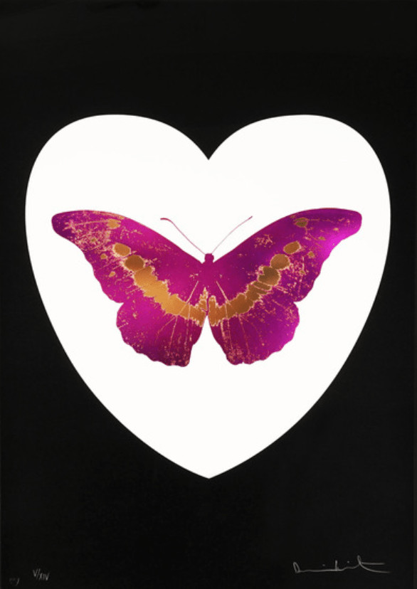 Damien Hirst - I Love You (Black, Fuschia), 2015