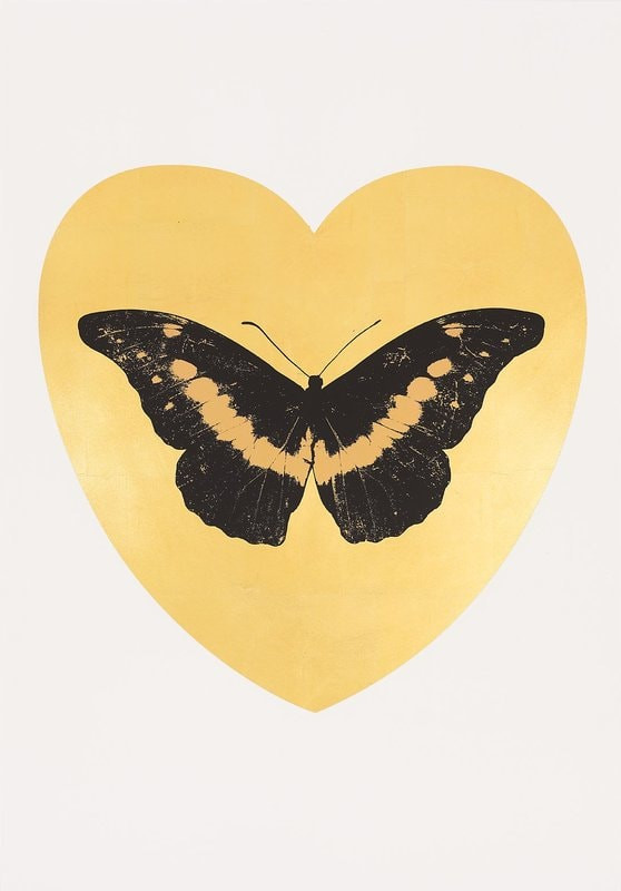 Damien Hirst - I Love You (Gold Leaf, Black, Cool Gold), 2015