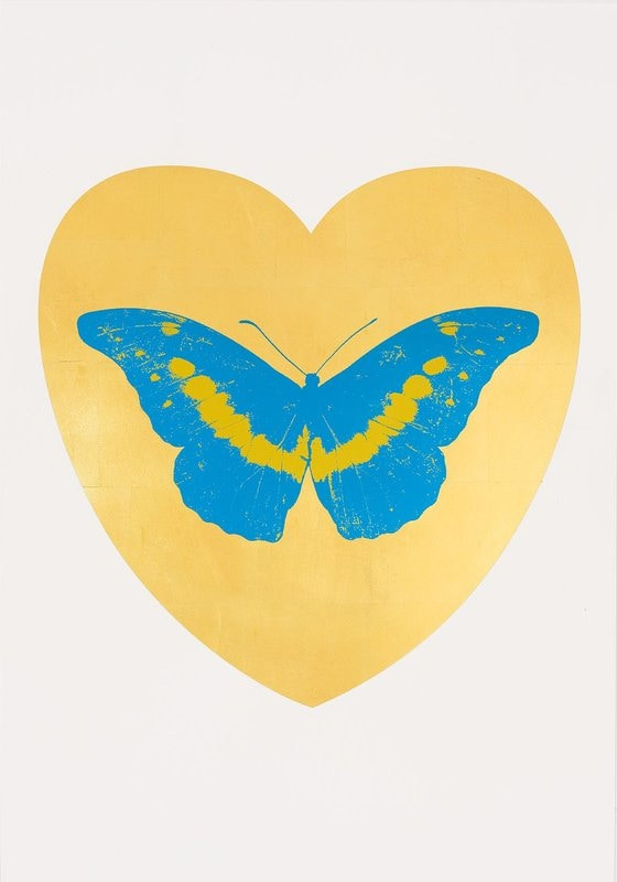 Damien Hirst - I Love You (Gold Leaf, Turquoise, Oriental Gold), 2015