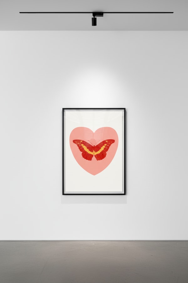 Damien Hirst - I Love You (Pink, Poppy Red, Cool Gold), 2015, Silkscreen and 2 colour foil block on Somerset Satin 410gsm