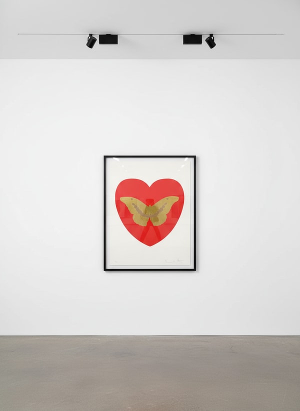 Damien Hirst - I Love You (Red, Oriental Gold, Cool Gold), 2015, Silkscreen and 2 colour foil block on Somerset Satin 410gsm
