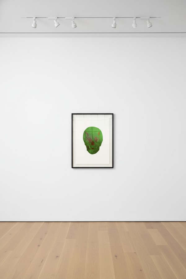 Damien Hirst - Lime Green/Island Copper Skull,, 2009, Two colour foil blocks on arches paper