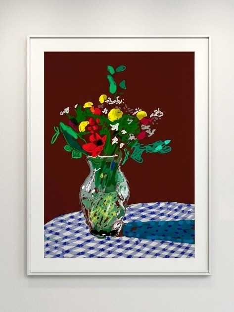 David Hockney - 13th February 2021, Flowers in a Glass Vase, 2021, iPad painting printed on paper