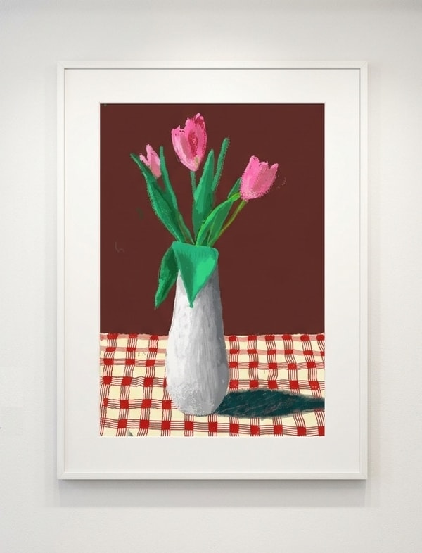 David Hockney - 2nd March, A Closer Look at Some Tulips, 2021, iPad painting printed on paper
