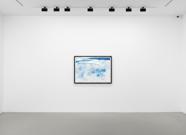 Lithograph of Water Made Of Lines, Blue Wash