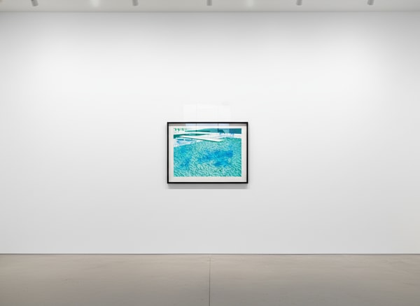 Lithograph of Water Made Of Lines With A Light Blue and Light Green Wash