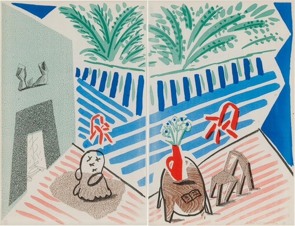 David Hockney - Livingroom and Terrace, 1986