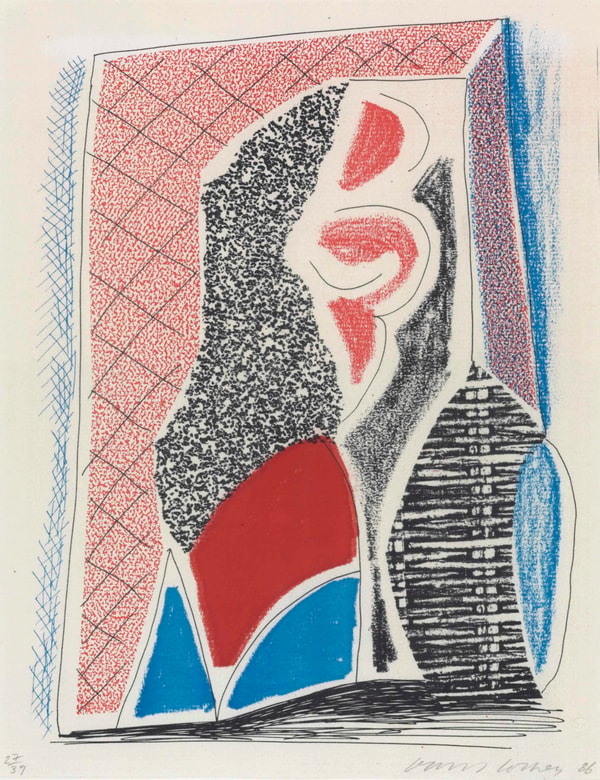 David Hockney - Red, Blue and Wicker, 1986