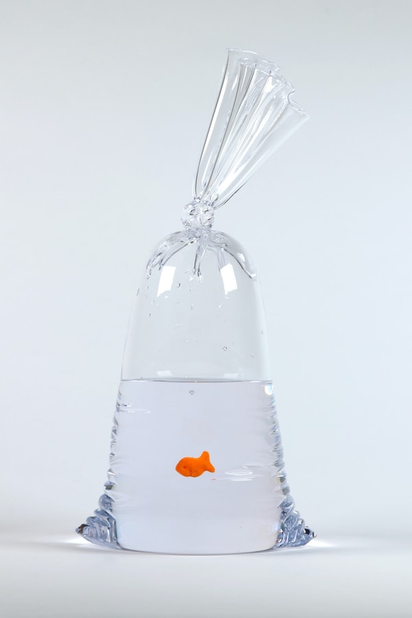 Dylan Martinez - Limited Edition Goldfish Cracker Water Bag (225), 2024, `Hand blown glass sculpture with ceramic fish ele...