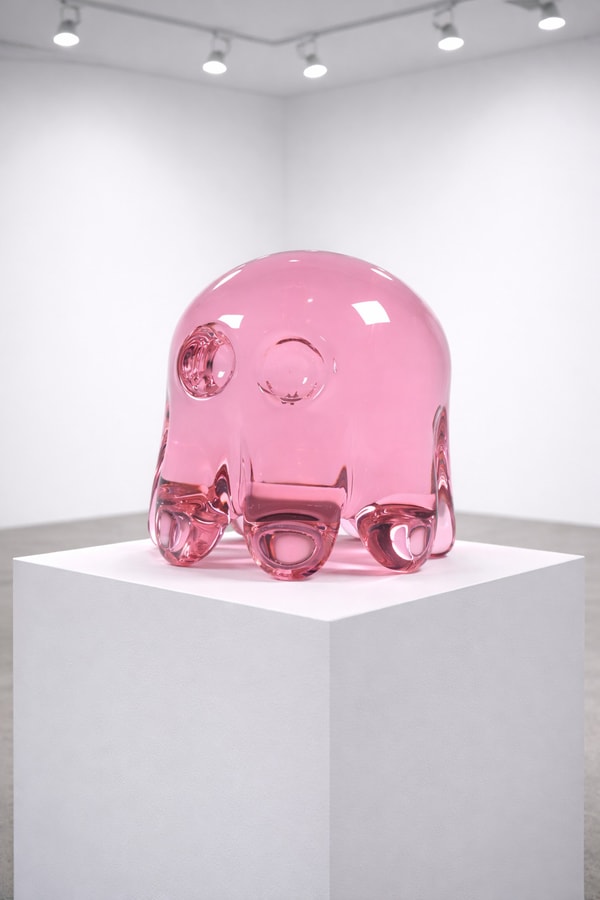 Dylan Martinez - Pac-Man Ghost Pinky (Large, Pink), 2025, Hand-blown glass sculpture