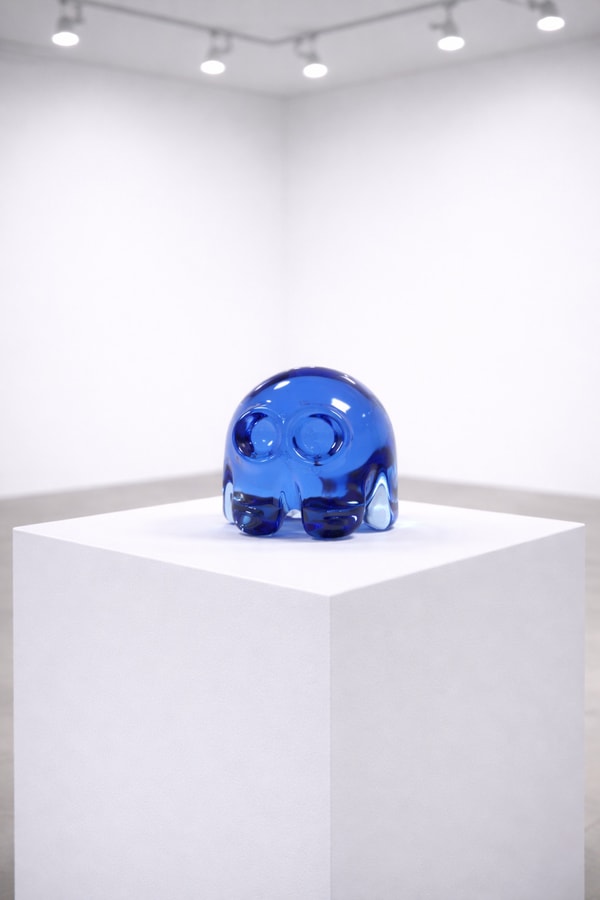 Dylan Martinez - Pac-Man Sculpture Cobalt (Small), 2025, Hand-blown glass sculpture