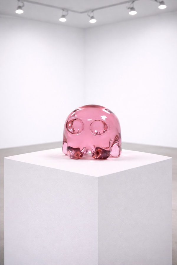 Dylan Martinez - Pac-Man Sculpture Pinky (Small), 2025, Hand-blown glass sculpture