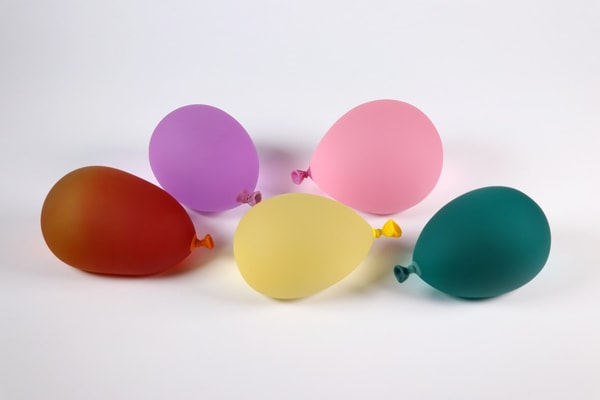 Dylan Martinez - Water Balloons Portfolio I, 2025, Set of 5 glass sculptures - hot sculpted, sandblasted, acid etched