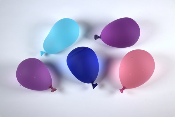 Dylan Martinez - Water Balloons Portfolio II, 2025, Set of 5 glass sculptures - hot sculpted, sandblasted, acid etched