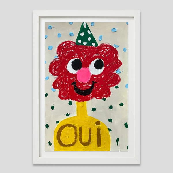 Fanny Brodar - Oui, 2022, Acrylic and oil stick on heavyweight paper
Framed in a 1 in white from with a ¾ in float