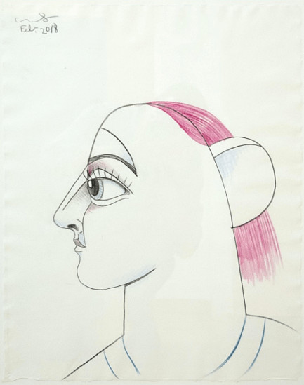 George Condo - Profile With Pink Hair, 2018