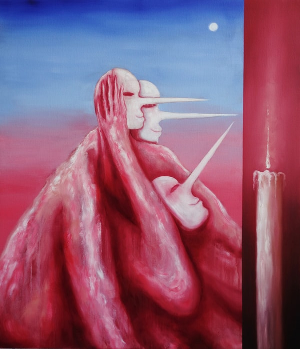 Hugo Baudouin - Le temps d’un câlin, Oil on Jute 