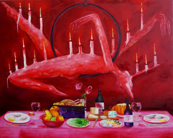 Hugo Baudouin - Un dîner aux chandelles, 2026, Oil on Jute 