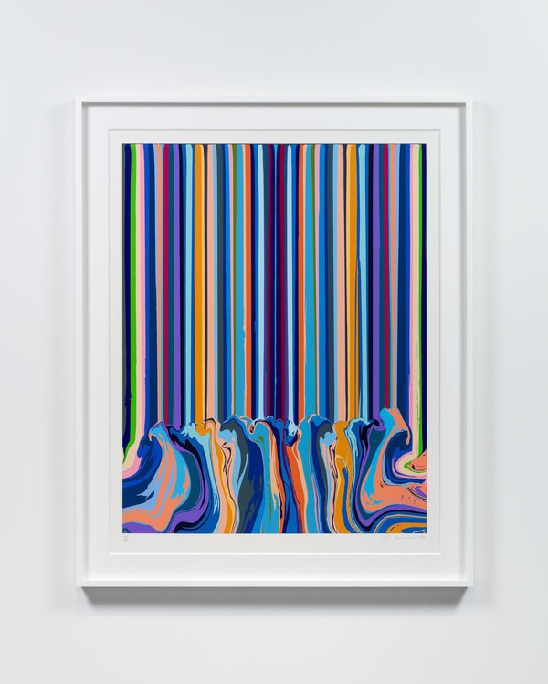 Ian Davenport - Mirror Enamel Blue, 2021