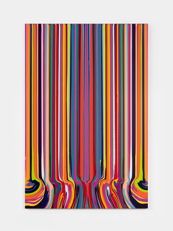 Ian Davenport - Mirrored Orange and Magenta, 2020