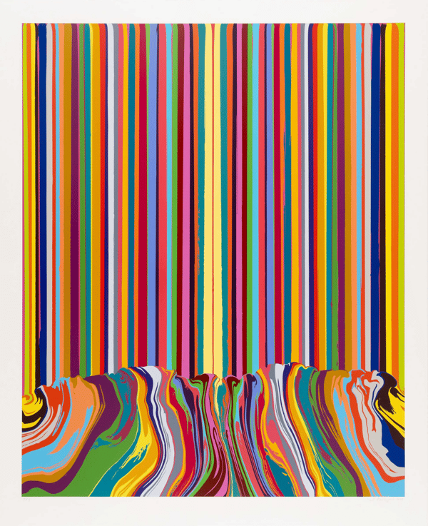 Ian Davenport - Pathway (Yellow), 2024, Gloss enamel screenprint on Somerset Tub Sized Satin 600gsm paper