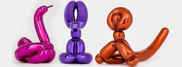 Balloon Animal - Rabbit (Violet) , Swan (Magenta) & Monkey (Orange)