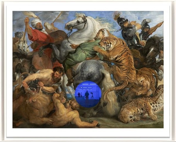Jeff Koons - Gazing Ball (Rubens Tiger Hunt), 2017, Archival pigment print on Innova rag paper, glass
