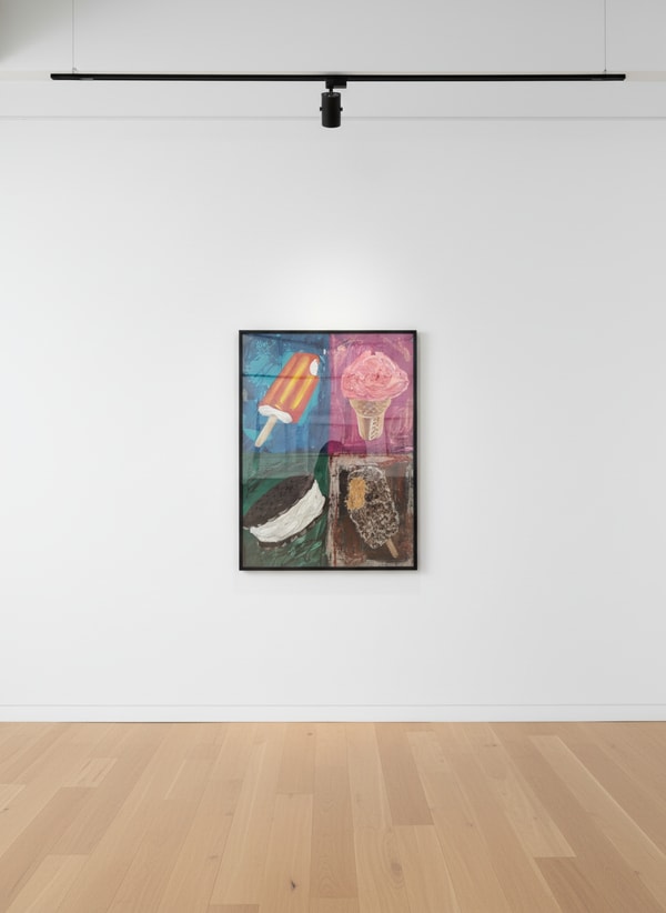 Jojo Anavim - Four Ice Creams, 2023, Acrlyic, Oil Stick, Textured Paste on Canvas