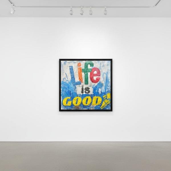 Jojo Anavim - Life Is Good, 2022, Acrylic, Collage, and Heavy Paste on Canvas