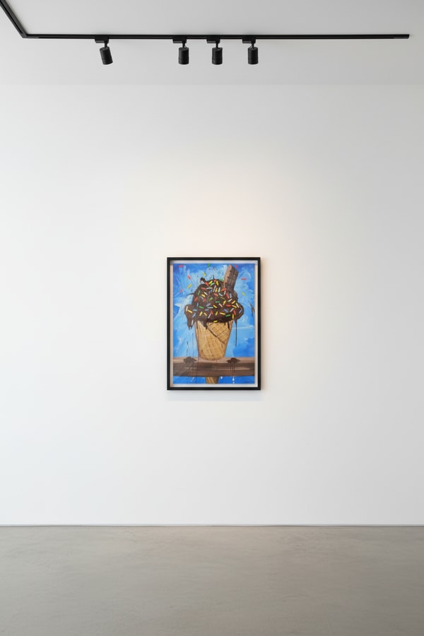 Jojo Anavim - Sprinkle Cone, 2022, Acrylic and Clay 'Sprinkles' on Canvas